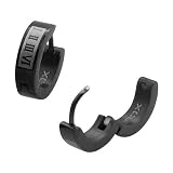 Black Stainless Steel Roman Numerals Ear Huggie Hoop Earrings