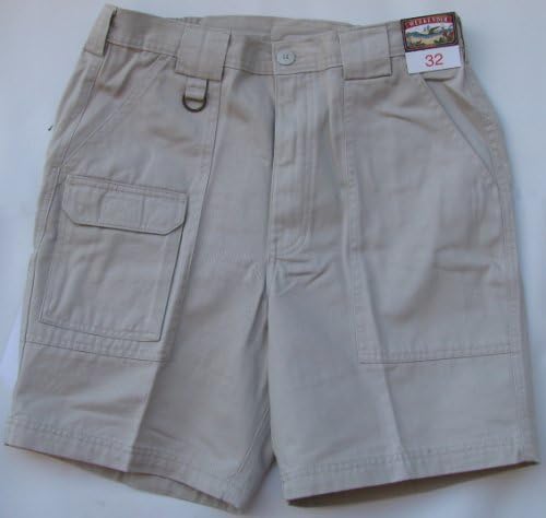 Cargo Shorts - Weekender Beverage Can Casual Work Utility Cotton Washed Twill Shorts in Stone - 34