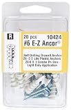 Midwest Fastener 10424 #6 E-Z Ancor Self-Drilling Plastic Drywall Anchors with Screws - 20 per Package
