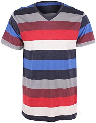G Zap Men's Striped V-Neck Short Sleeve Tee(MENTOP-CAS,MULA5-XL)