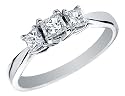 Princess Cut Diamond Engagement Ring and Three Stone Anniversary Ring 1/2 Carat (ctw) in 14K White Gold