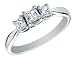 Three Stone Princess Cut Diamond Engagement Ring 1/2 Carat (ctw) in 14K White Gold