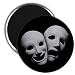 COMEDY TRAGEDY Ghostly Drama Masks Black Funny 2.25 inch Fridge Magnet