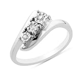 Diamond Accented Bypass Ring in Sterling Silver - Size 7
