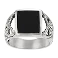 Sterling Silver Mens Celtic Black Onyx Ring