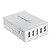 5 Port USB Desktop Charger, BlitzWolf 40W/8A 2.4A Max Each Rapid Phone Charging Station Power3S Technology for Apple iPhone 6 6s Plus, iPad Air 2, Samsung Galaxy S4 S5 Edge, Note 4 5, Sony(White)
