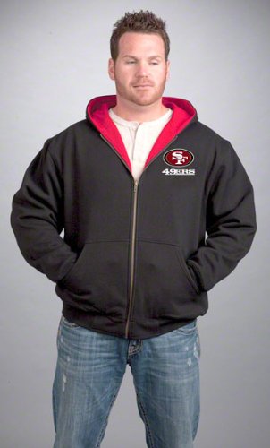 San Francisco 49ers Jacket: Black Reebok Hooded Craftsman Jacket
