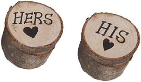 USfafa New 2pcs/Set Hers&amp;His Shabby Chic Rustic Wedding Ring Bearer Box Wodden