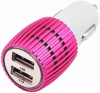 Car Charger, KINGWorld Dual USB Port Portable Lightning Charger for iPhone 6/6S Plus/5S/5/4, iPads, Ipod , Samsung Galaxy, Smart Phone, Tablets (Hot Pink)