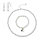 White Twisted Silver Cultured Pearl Necklace Bracelet Earrings Set