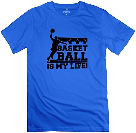 Serlina Men's Basketball Life Co1 Cotton Crew Neck Short Sleeve T-Shirt Tee RoyalBlue L