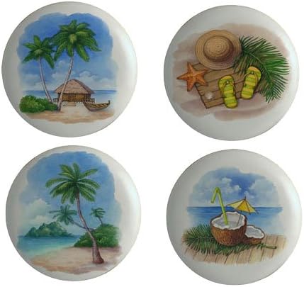 Set of 4 Ocean Beach Nautical Ceramic Knobs Kitchen Drawer Cabinet Closet 738