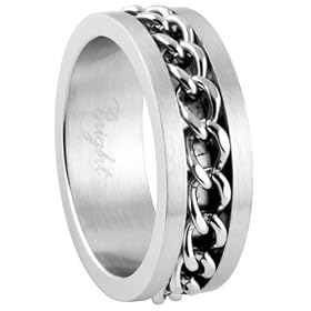 316L Stainless Steel ring w/ chain design - Width: 8mm