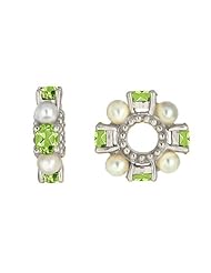 Storywheel® Peridot And Pearl Bead / Charm in 925 Sterling Silver
