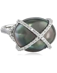 TARA Pearls "Xs and Os" Black Ring, Size 7