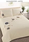 Matching Bedrooms Double Size Luxury Embroidered Duvet Cover and Pillowcase Set Latte