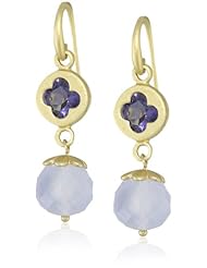 Renata de Dalmas Iolite and Faceted Blue Chalcedony Drop Earrings