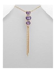 Gem Stones Pendant Necklace In 92.5 Sterling Silver