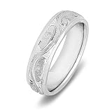 14k White Gold Atique Men's Wedding Band, 7mm