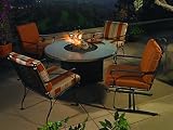 patio sets with fire pits:OW Lee Heartland Dining Cushion Fire Pit Patio Wrought Iron Set