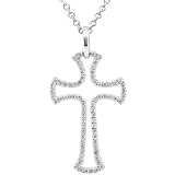 1/4 ctw Round Brilliant Diamond Cross Pendant in 14kt White Gold