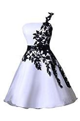 Organza/Satin Applique Lace-Up One Shoulder Cocktail Short Bridesmaid Dress/Prom Dress  With a Sash 