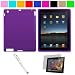 Premium Rubberized Protective Soft Silicone Skin Cover Case for Verizon Wireless New Apple iPad 2 (16GB, 32GB 64GB) 2nd Generation and AT&T Apple iPad 2nd Generation iPad 2 Wireless Tablet + Anti-Glare Clear Screen Protector for Apple iPad 2 Tablet + Executive White Stylus Pen with Laser Pointer and LED Light Compatible with Apple iPad 2