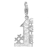 14K 1.3 grams White Gold Diamond 0.08CT #1 Sister Charm