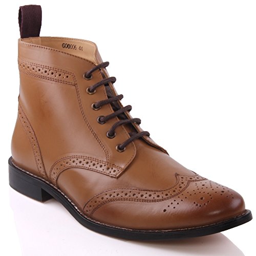 Unze mens  taylor  leather boots smart formal brogue combat lace …