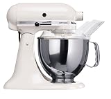 KitchenAid 836779SET Küchenmaschinen - Set Artisan weiss mit Gemüseschneider MVSA, Zusatztrommelset EMVSC und Zusatz Edelstahlschüssel KB3SS
