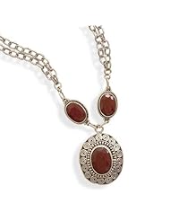 16.5"+2" Double Strand Silver Necklace set with 3 Rough-Cut Rubies