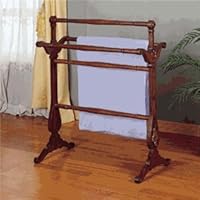 Solid Birch Blanket Rack with 5 Turned Posts in Deep Cherry Finish
