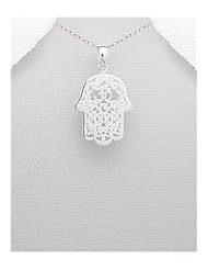 Hamsa Pendant Necklace In 92.5 Sterling Silver