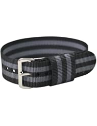 Premium - Nylon Buckle 20mm James Bond Black - Nylon Nato Ballistic Military Watch Band Strap G-10 Fits All Watches!!!