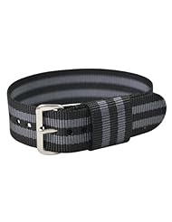 Premium - Nylon Buckle 18mm James Bond Black - Nylon Nato Ballistic Military Watch Band Strap G-10 Fits All Watches!!!