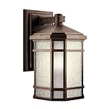 IMAGE OF Kichler Lighting 11018PR Cameron 18-Watt 1-Light Fluorescent Energy Star Outdoor Wall Mount, Prairie Rock with White-Etched Linen Glass, 14-1/2-Inch