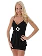 Black Mini Dress Top Rhinestone Accent Day or Evening Wear Sizes M or L