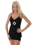 Black Mini Dress Top Rhinestone Accent Day or Evening Wear Sizes M or L