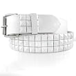 FAUX LEATHER SNAP ON WHITE STUDDED BELT FITS ANY BUCKLE