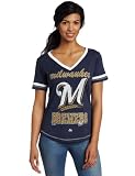 MLB Milwaukee Brewers Bling Beauty Short Sleeve V-Neck Boyfriend Tee Women's