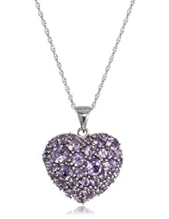 Sterling Silver Amethyst Heart Pendant Necklace, 18"