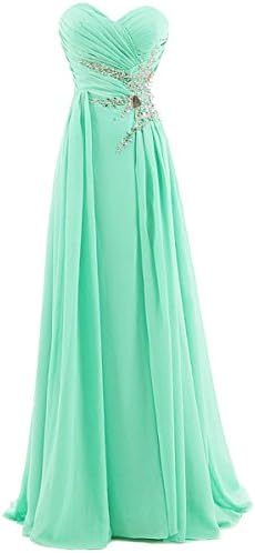 Kiss Girls Women's Sweetheart Beading Chiffon Long Prom Dress US4 Mint Green