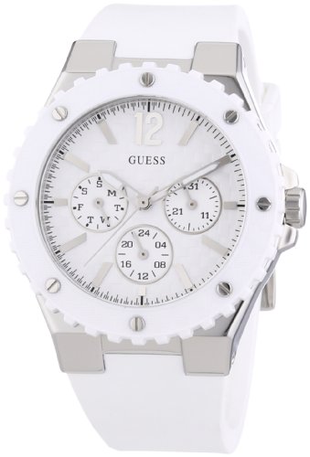 Guess W90084L1 - Reloj analógico de cuarzo para mujer con correa de silicona, color blanco