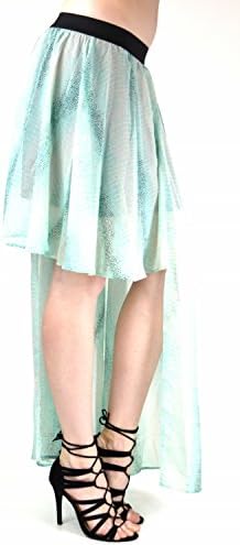 Angel Fabric Asymmetrical Chiffon Hi Low Hem Maxi Skirt (Large, Sea Foam)