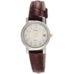 Timex Women's T2N3369J Classic Analog Silver Case Brown Leather Strap Dress Watch