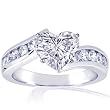 1 Ct Heart Shaped Diamond Intertwined Engagement Ring 14K WHITE GOLD COLOR-E