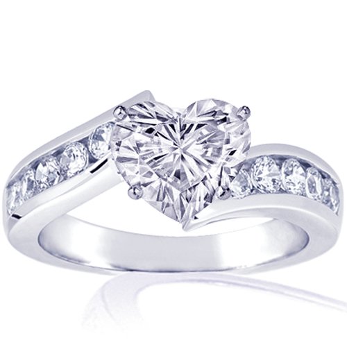 2 Ct Heart Shaped Diamond Engagement Ring 14K SI2-F EGL