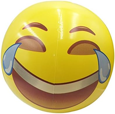 Large Emoji Ball Face With Tears of Joy 18" Inchs for Beach, Swimming, Pool, Parties &amp; Indoor Fun (Emoji 5)