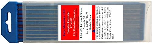 Easy Abrasives 40102 2% Thoriated Tungsten Electrode (EWTh-2), 1/16" x 7", Red (Pack of 10)