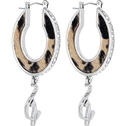 Baby Phat Silver Animal Print Hoop Earrings